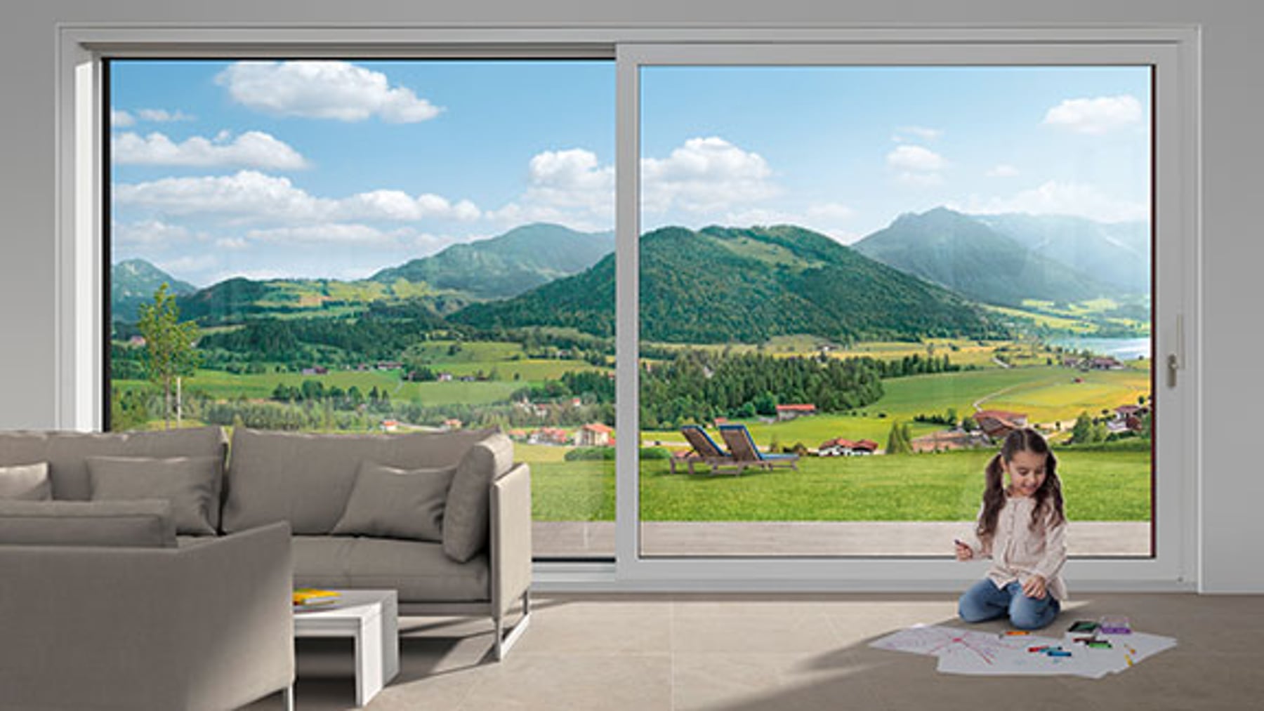 Schiebetür mit Bergblick – Schröder Elementbau